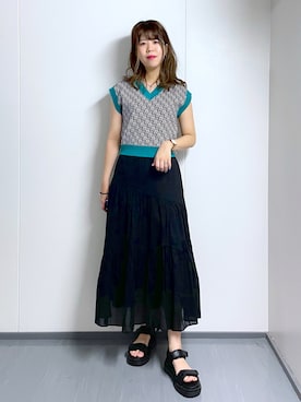 「PBLIM（ページボーイリム）のアイテム（サンダル）」を使った、さわさん（レディース・163cm）の夏コーディネート