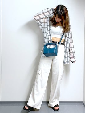 「PBLIM（ページボーイリム）のアイテム（サンダル）」を使った、さわさん（レディース・163cm）の夏コーディネート