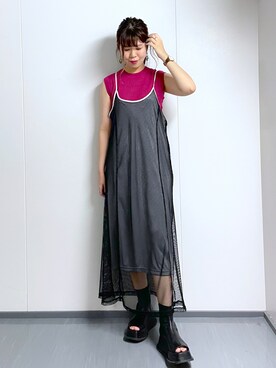 「JEANASIS（ジーナシス）のアイテム（スリッポン）」を使った、さわさん（レディース・163cm）の夏コーディネート