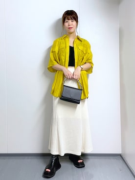 「ショート丈トップス」｜「アイテム（スリッポン）」を使った、さわさん（レディース・163cm）の春コーディネート