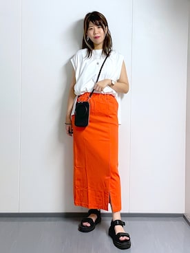 「PBLIM（ページボーイリム）のアイテム（サンダル）」を使った、さわさん（レディース・163cm）の夏コーディネート