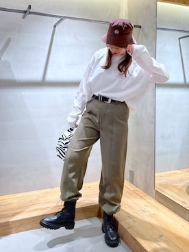 「PBLIM（ページボーイリム）のアイテム（ブーツ）」を使った、さわさん（レディース・163cm）の秋コーディネート