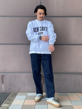 「BEN DAVIS（ベンデイビス）のアイテム（スウェット）」を使った、kawabataさん（メンズ・175cm）の秋コーディネート
