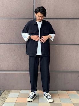 「アイテム（その他トップス、ホワイト系）」を使った、kawabataさん（メンズ・175cm）の夏コーディネート