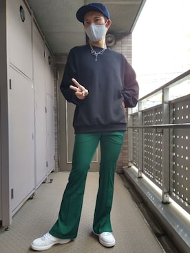 「Adoon plain（アドーンプレーン）のアイテム（スラックス）」を使った、エース（ace）さん（メンズ・173cm）の秋コーディネート