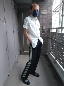 「ジャージーパンツ」｜「アイテム（ブーツ）」を使った、エース（ace）さん（メンズ・173cm）の夏コーディネート