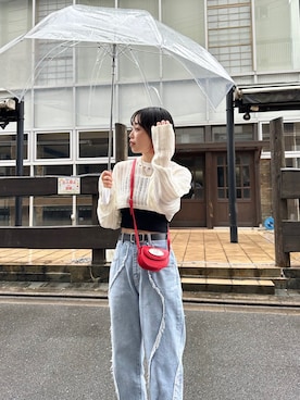 「差し色(赤)」｜HINAKOさん（レディース・155cm）の冬コーディネート