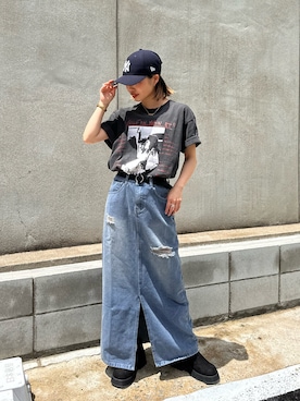 「アイテム（デニムスカート）」を使った、HINAKOさん（レディース・155cm）の春コーディネート