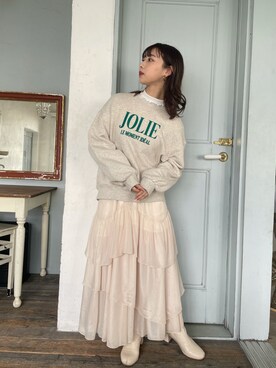 「nice claup」｜「アイテム（スウェット）」を使った、miyabiさん（レディース・153cm）の冬コーディネート