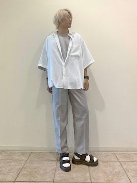 「Dr. Martens（ドクターマーチン）のアイテム（サンダル）」を使った、しゅんさん（メンズ・167cm）の夏コーディネート
