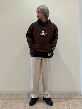 「JUNRED（ジュンレッド）のアイテム（パーカー）」を使った、しゅんさん（メンズ・167cm）の夏コーディネート