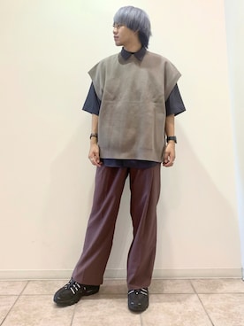 「JUNRED（ジュンレッド）のアイテム（ベスト）」を使った、しゅんさん（メンズ・167cm）の夏コーディネート