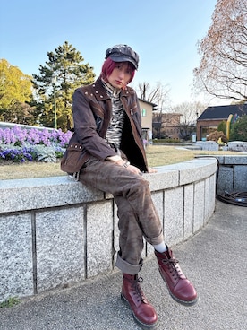 「アイテム（キャスケット）」を使った、ながしさん（メンズ・173cm）の春コーディネート