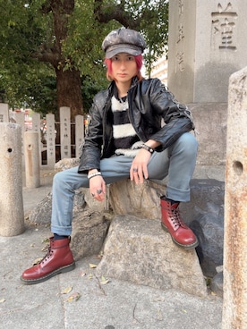 「アイテム（キャスケット）」を使った、ながしさん（メンズ・173cm）の春コーディネート