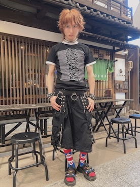 「アイテム（バングル/リストバンド、ブラック系）」を使った、ながしさん（メンズ・173cm）の夏コーディネート