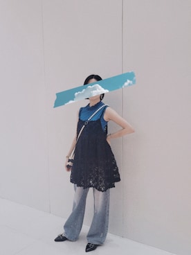 「アイテム（パンプス）」を使った、艾雪莉塵さん（レディース・153cm）の夏コーディネート