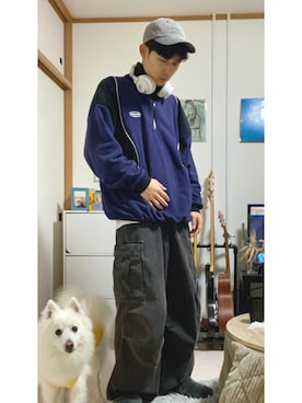 「RAGEBLUE（レイジブルー）のアイテム（帽子）」を使った、たつきさん（メンズ・176cm）の冬コーディネート