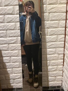 「GRL（グレイル）のアイテム（デニムジャケット）」を使った、HITOMI61さん（レディース・157cm）の冬コーディネート