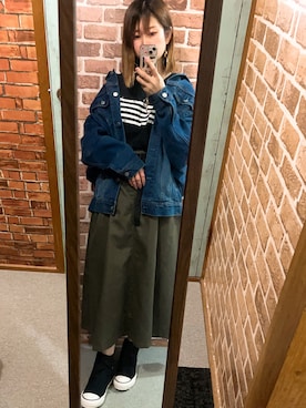 「GRL」｜「アイテム（デニムジャケット）」を使った、HITOMI61さん（レディース・157cm）の春コーディネート