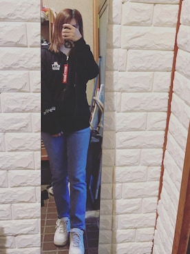 「no brand（ノーブランド）のアイテム（パーカー）」を使った、HITOMI61さん（レディース・157cm）の秋コーディネート