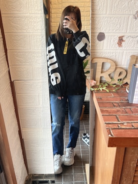 「no brand（ノーブランド）のアイテム（パーカー）」を使った、HITOMI61さん（レディース・157cm）の春コーディネート