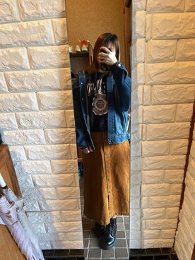 「GRL（グレイル）のアイテム（デニムジャケット）」を使った、HITOMI61さん（レディース・157cm）の冬コーディネート