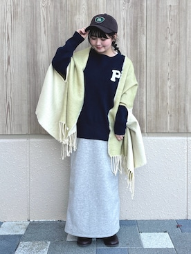 「Samansa Mos2 blue（サマンサモスモスブルー）のアイテム（帽子）」を使った、たにのさん（レディース・151cm）の冬コーディネート