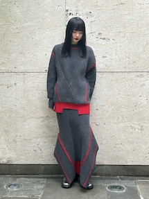 UN3D. - UN3D. アンスリード POINT STITCH KNIT TOP ポイントステッチニットトップス 522462602301-01 ブルー グリーン 38 UN3D./アンスリード】POINT STITCH KNIT TOP/ポイントステッチ