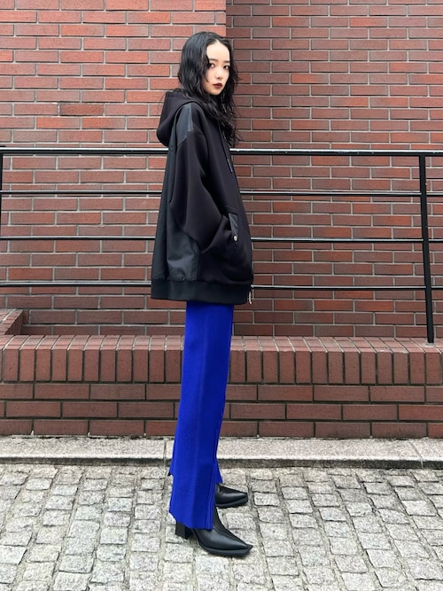 FABRIC MIX WZIP HOODIE / バイカラーミックスダブルジップフーディ