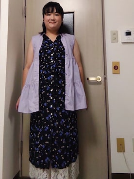 「花柄」｜「アイテム（シャツワンピース）」を使った、✽はなもも✽さん（レディース・156cm）の夏コーディネート