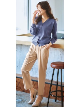 「首元ヌケ感」｜「アイテム（パンプス）」を使った、nissen Ladies Modelsさん（レディース・169cm）の春コーディネート