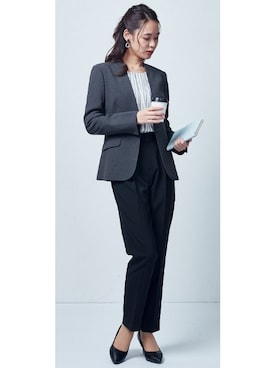 「スーツコーデ」｜nissen Ladies Modelsさん（レディース・168cm）の冬コーディネート