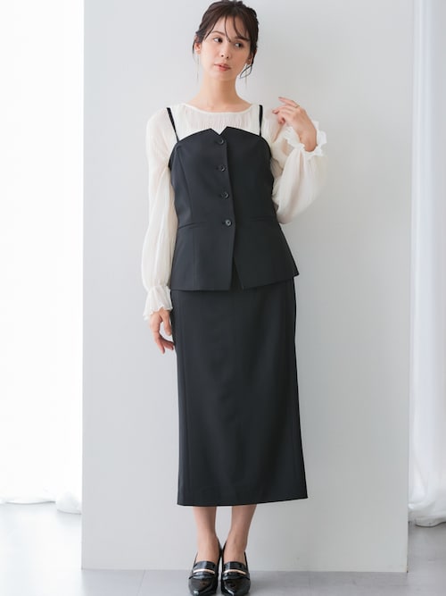 セール】【みさとさんコラボ】カーブウエストタイトスカート（しわに