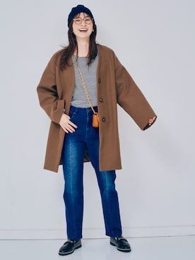 「nissen（ニッセン）のアイテム（Tシャツ/カットソー）」を使った、nissen Ladies Modelsさん（レディース・165cm）の秋コーディネート