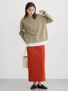 「アイテム（スカート、オレンジ系）」を使った、nissen Ladies Modelsさん（レディース・169cm）の秋コーディネート