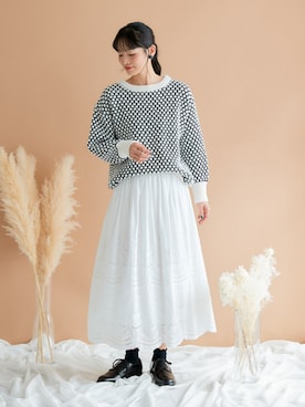 大きいサイズ＞綿100％パネルスカラ刺しゅうスカート 通販