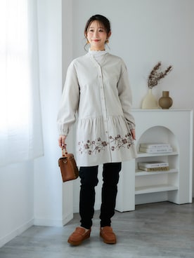 「アイテム（チュニック）」を使った、nissen Ladies Modelsさん（レディース・160cm）の秋コーディネート