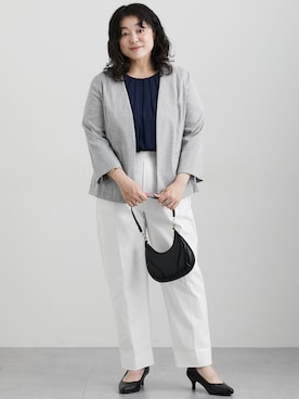 「アイテム（ノーカラージャケット）」を使った、nissen Ladies Modelsさん（レディース・163cm）の夏コーディネート