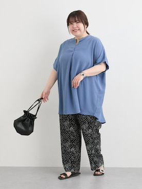 「大きいサイズレディースファッション」｜「アイテム（パンツ）」を使った、nissen Ladies Modelsさん（レディース・158cm）の春コーディネート