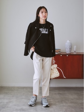 「nissen（ニッセン）の【褒められシルエット】テーパードパンツ（スラックス）」を使った、nissen Ladies Modelsさん（レディース・164cm）の夏コーディネート