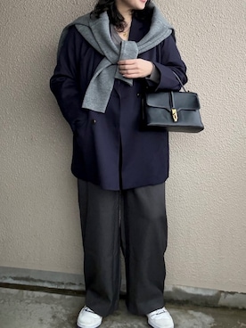 「大きいサイズレディースファッション」｜「アイテム（スラックス）」を使った、nissen Ladies Modelsさん（レディース・163cm）の冬コーディネート