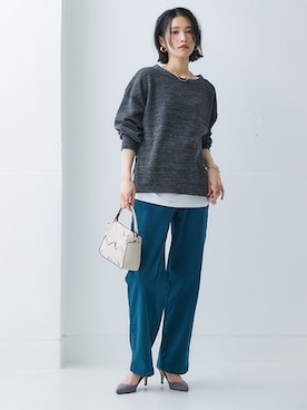 「ワイドパンツ」｜「アイテム（デニムパンツ、ピンク系）」を使った、nissen Ladies Modelsさん（レディース・165cm）の夏コーディネート