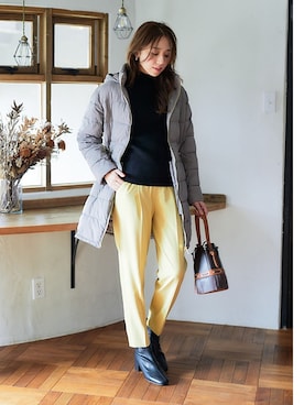 「nissen（ニッセン）の【褒められシルエット】テーパードパンツ（スラックス）」を使った、nissen Ladies Modelsさん（レディース・165cm）の秋コーディネート