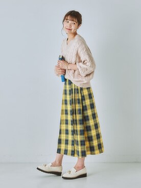 「nissen（ニッセン）の脇プリーツAラインロング丈スカート（スカート）」を使った、nissen Ladies Modelsさん（レディース・160cm）の夏コーディネート