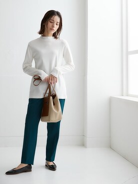 「nissen（ニッセン）の【褒められシルエット】テーパードパンツ（スラックス）」を使った、nissen Ladies Modelsさん（レディース・160cm）の夏コーディネート