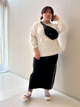 大きいサイズ＞ サイドラインカットソースカート（ゆったり