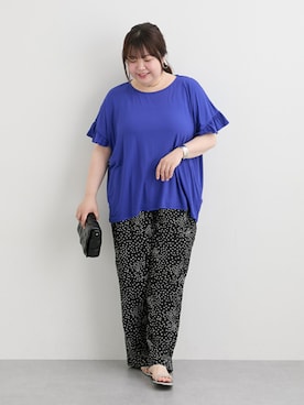 「大きいサイズレディースファッション」｜「アイテム（パンツ）」を使った、nissen Ladies Modelsさん（レディース・158cm）の春コーディネート