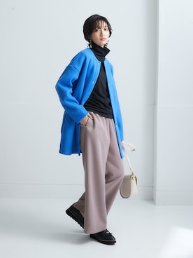 「レギュラー」｜「アイテム（ノーカラーコート）」を使った、nissen Ladies Modelsさん（レディース・166cm）の秋コーディネート