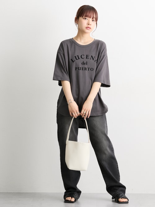 ハイウエストストレートブラスト加工デニムパンツ