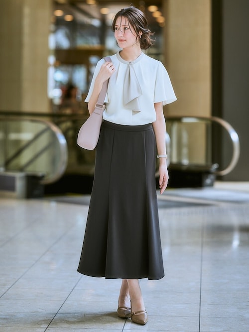 7days Life Styling ブラウス シャツ 半袖 美極とろみ素材配色フレア